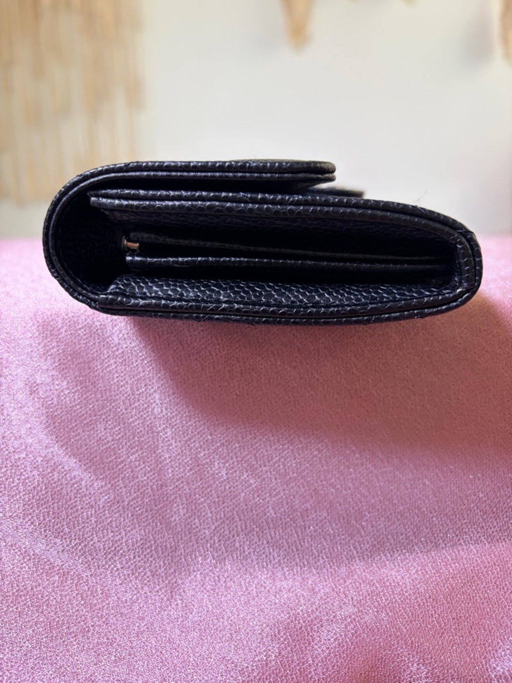 NWT CHANEL Black Quilted Caviar Leather Long Wallet with Silver CC - Picture 7 of 15